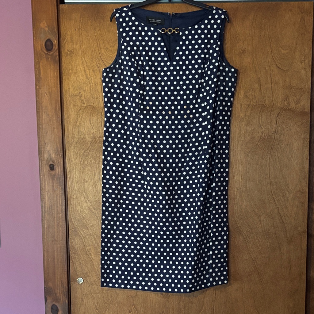Navy Polka Dot No Sleeve Dress